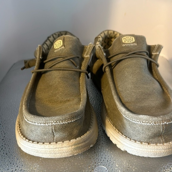Hey dude, men’s size 10 shoes. In good used condition. Slip ons a tan color. - Picture 1 of 8
